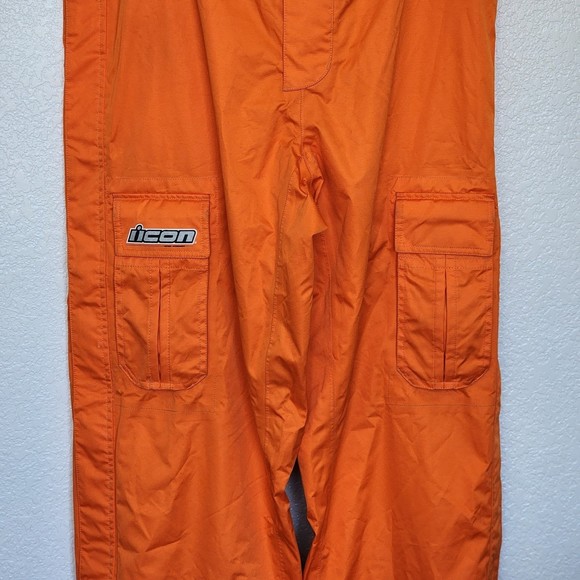 Icon Motorcycle Rain Jacket Trousers Set Orange XL Gray Waterproof Riding Suit - Picture 11 of 12